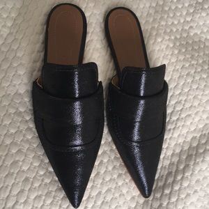 Marni navy metallic point toe flats, 37, nwot